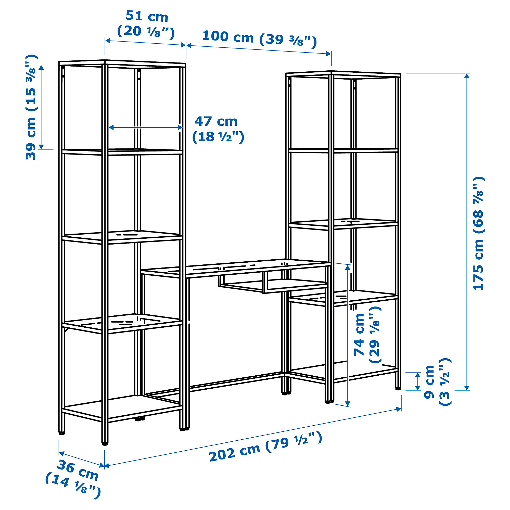 VITTSJÖ shelving unit with laptop table