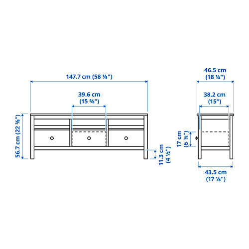 HEMNES - TV bench, white stain/light brown | IKEA Taiwan Online - PE814195_S4