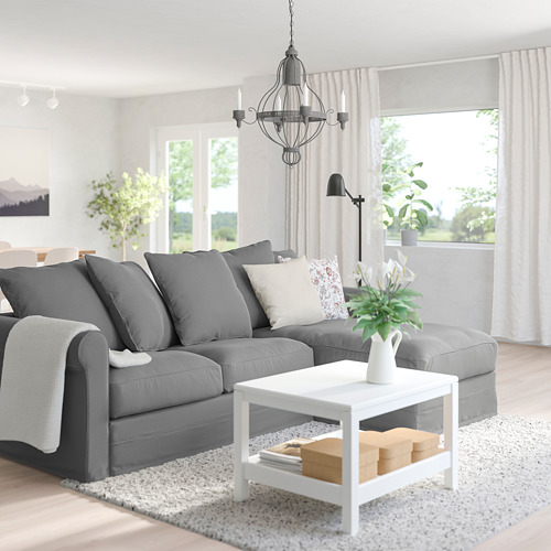 GRÖNLID - 3-seat sofa with chaise longue, Ljungen medium grey | IKEA Taiwan Online - PE759087_S4
