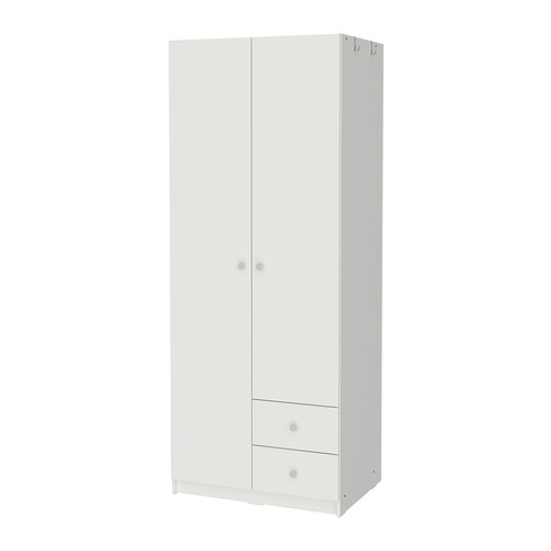 BRUKSVARA - wardrobe with 2 doors and 2 drawers, white, 79x57x201 cm | IKEA Taiwan Online - PE895737_S4
