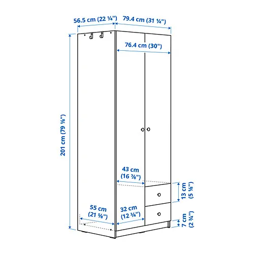 BRUKSVARA wardrobe with 2 doors and 2 drawers