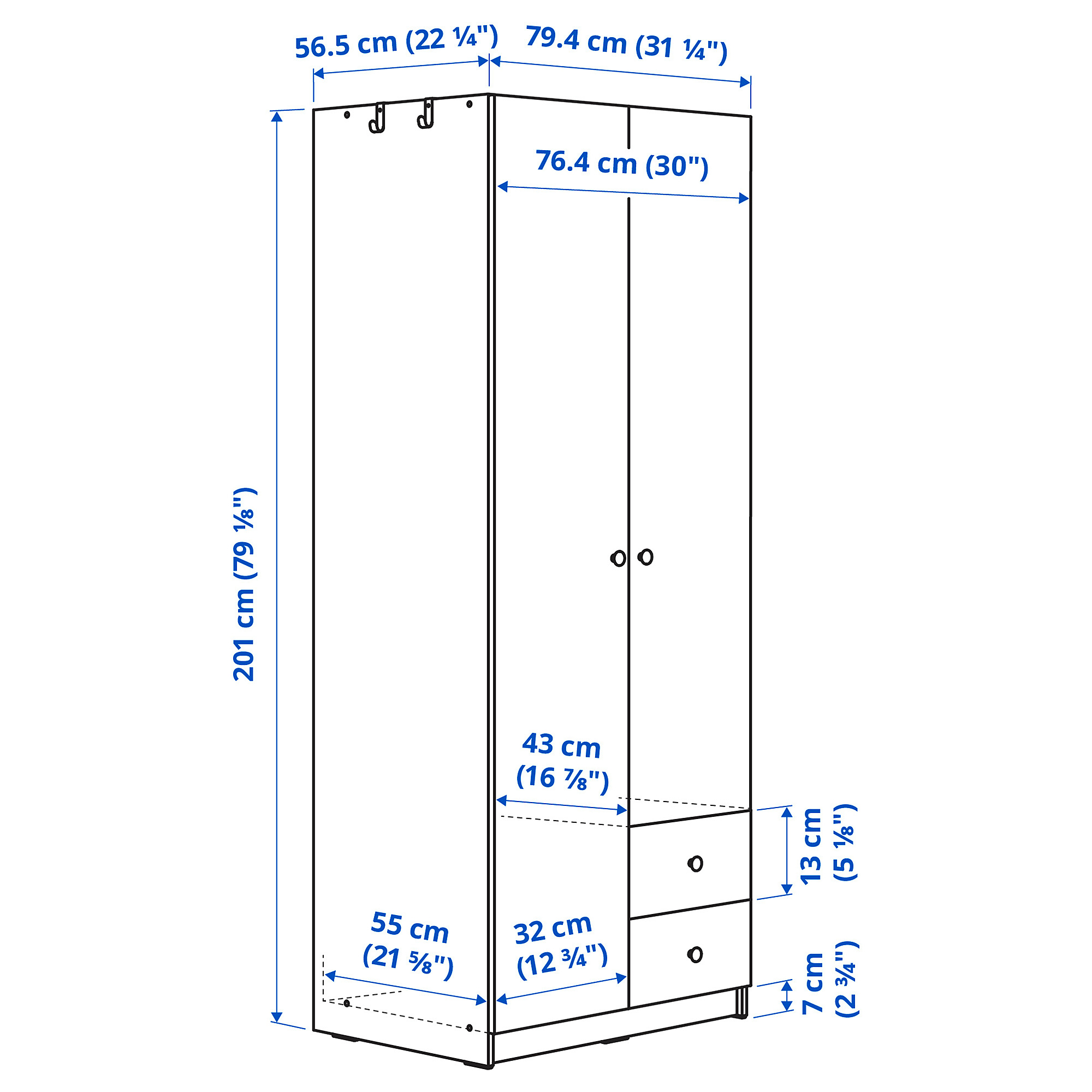 BRUKSVARA wardrobe with 2 doors and 2 drawers