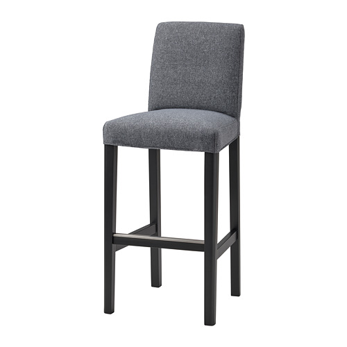 BERGMUND - 吧台椅附靠背, 黑色/Gunnared 中灰色, 75 公分 | IKEA 線上購物 - PE781764_S4