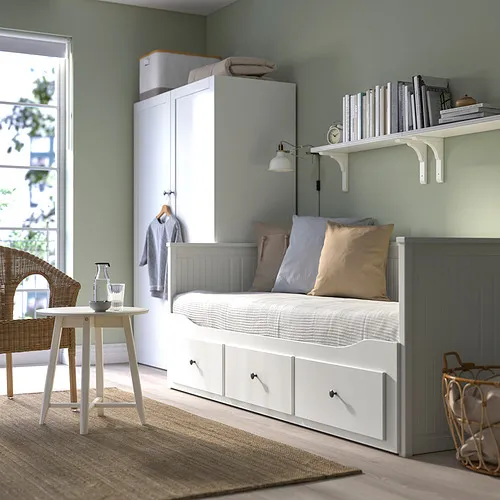 HEMNES 坐臥兩用床框附三個床底收納盒