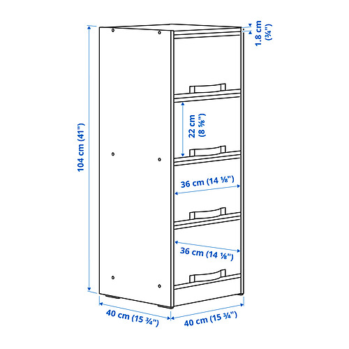 BRUKSVARA storage unit with 4 boxes