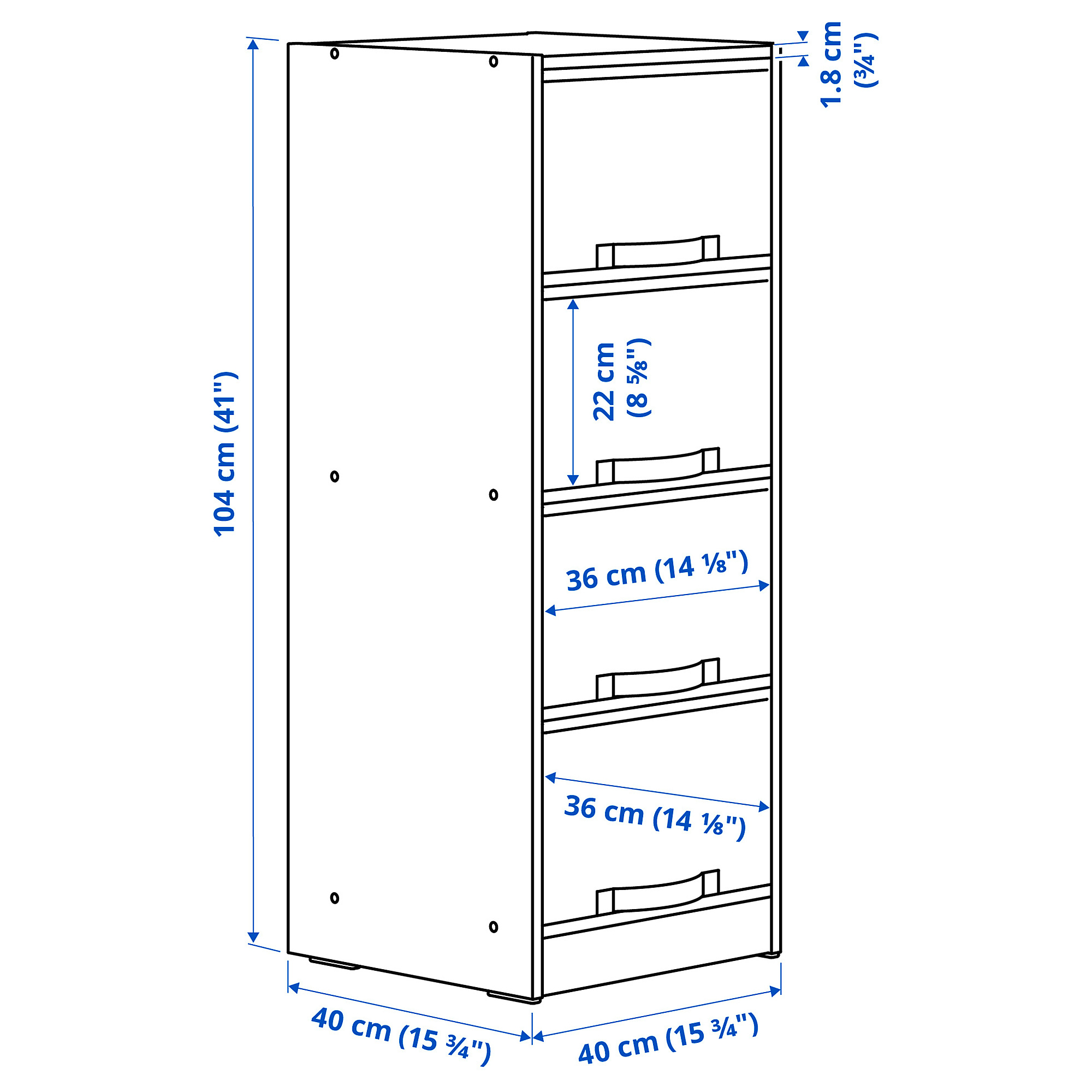 BRUKSVARA storage unit with 4 boxes