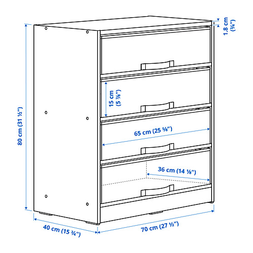 BRUKSVARA storage unit with 4 boxes