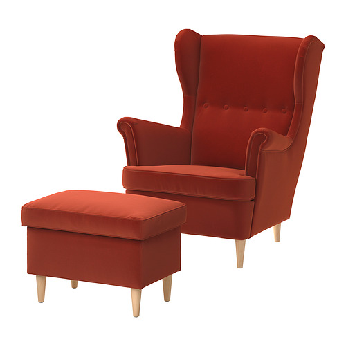 STRANDMON - wing chair with footstool, Tommaboda brown-red | IKEA Taiwan Online - PE999886_S4