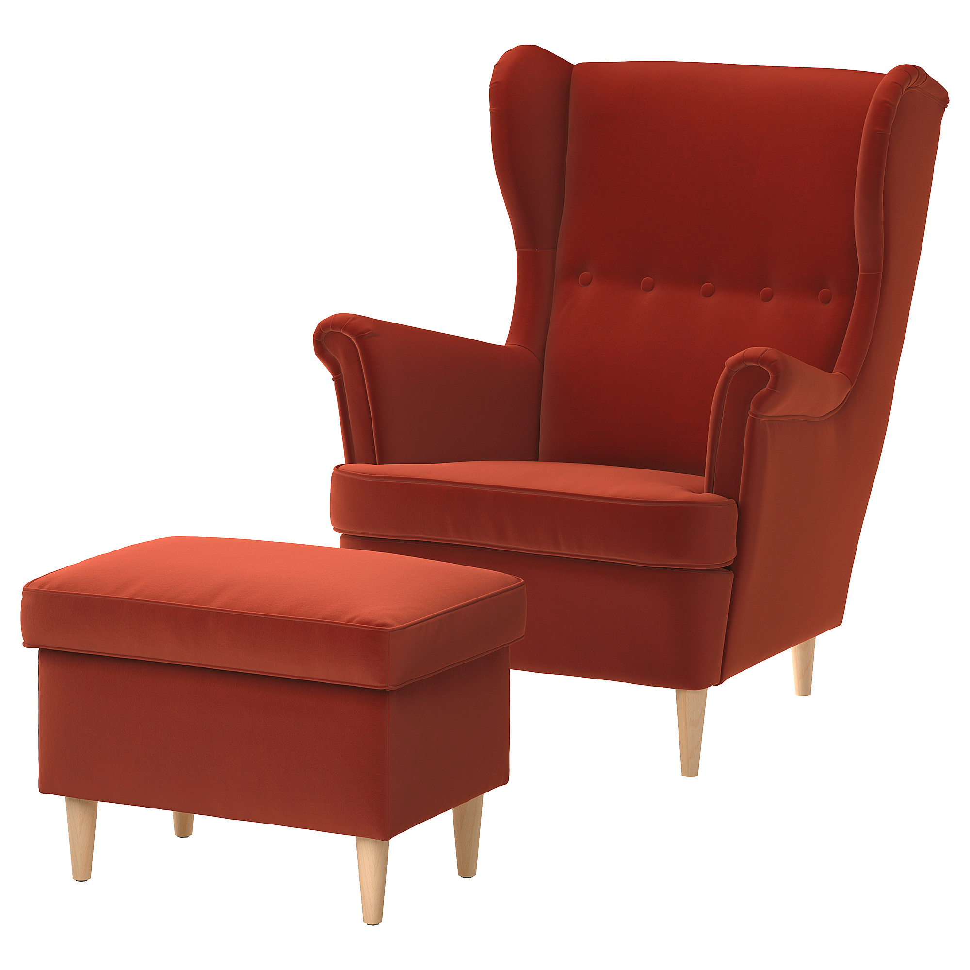 STRANDMON wing chair with footstool