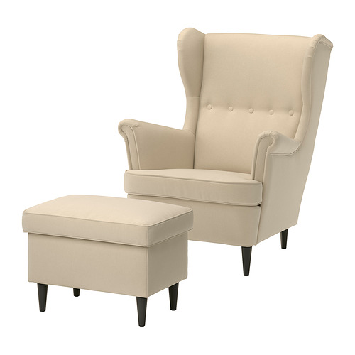STRANDMON wing chair with footstool
