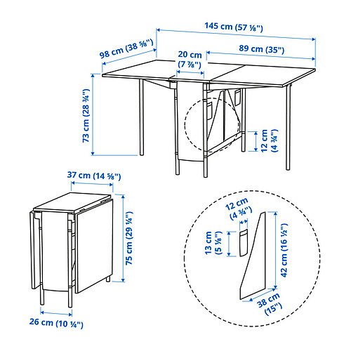 KALLHÄLL - gateleg table with storage, black/dark grey | IKEA Taiwan Online - PE857384_S4