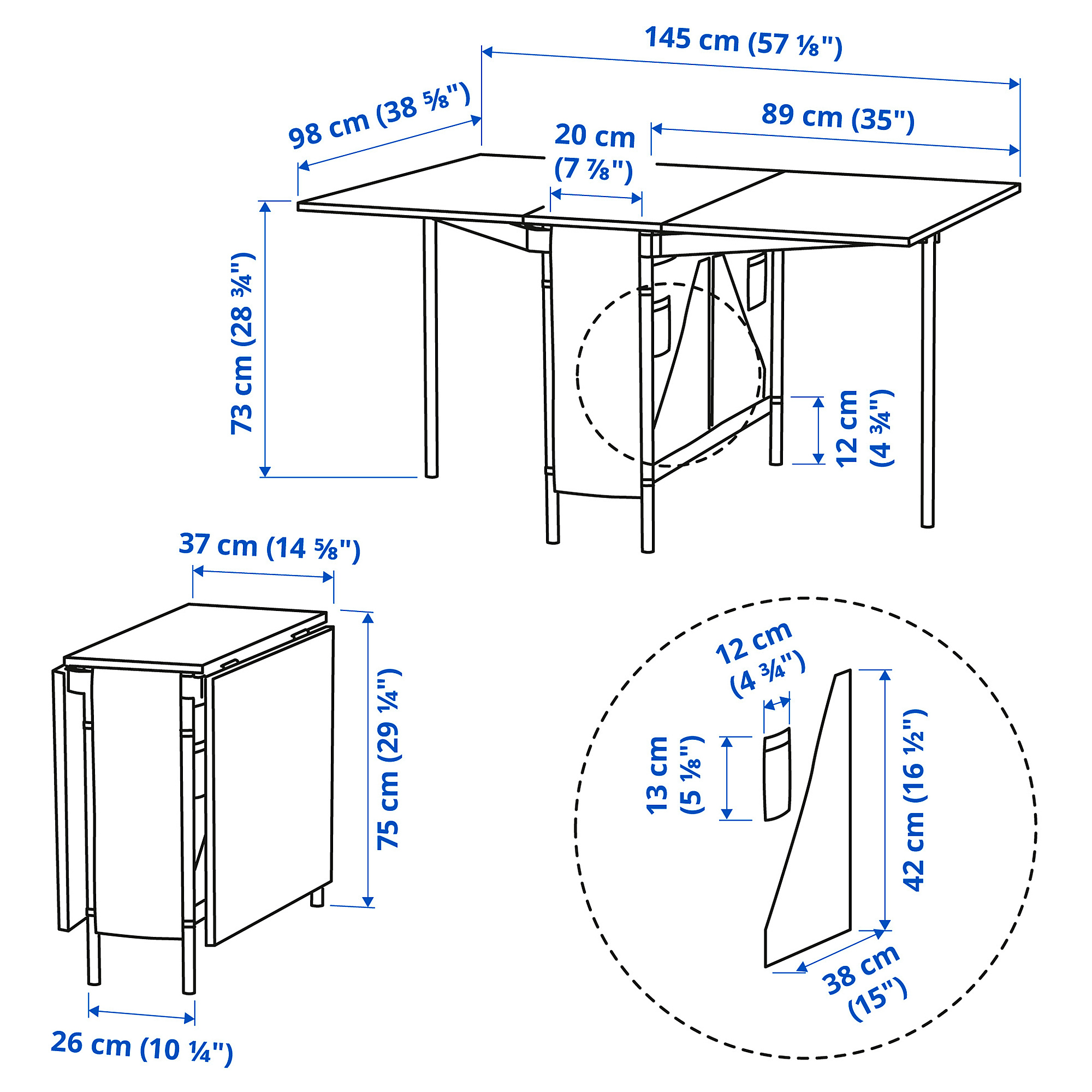 KALLHÄLL gateleg table with storage