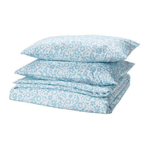 CYMBALBLOMMA - 被套附2個枕頭套, 白色/藍色, 200x200/50x80 公分 | IKEA 線上購物 - PE931267_S4