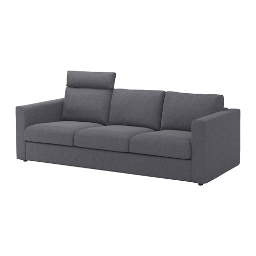 VIMLE - 3-seat sofa, with headrest/Gunnared medium grey | IKEA Taiwan Online - PE675175_S4