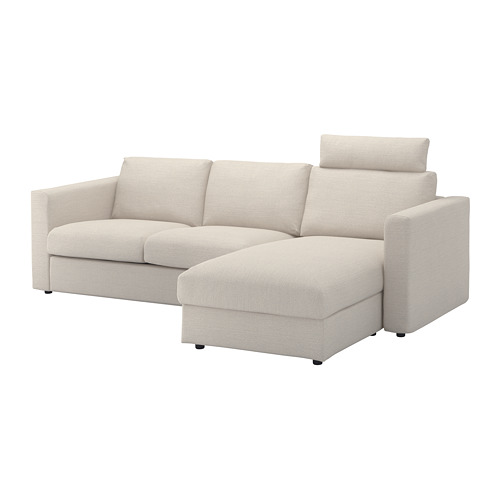 VIMLE - 3-seat sofa with chaise longue, with headrest/Gunnared beige | IKEA Taiwan Online - PE675191_S4