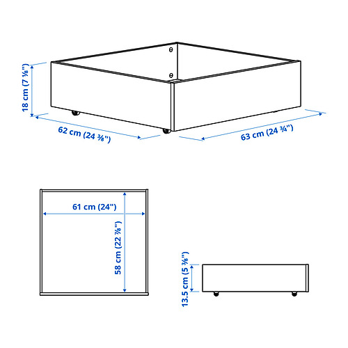 BRUKSVARA bed frame with 3 storage boxes