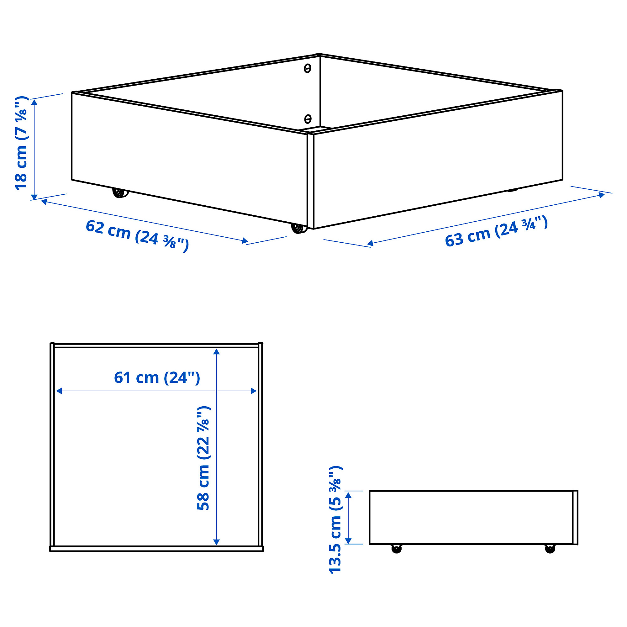 BRUKSVARA bed frame with 3 storage boxes
