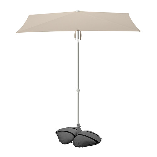 TVETÖ/IGGÖN - 陽傘附底座, 傾斜式 灰米色/白色 深灰色, 180x145 公分 | IKEA 線上購物 - PE961525_S4