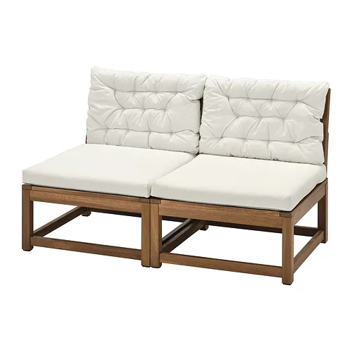 NÄMMARÖ - 2-seat modular sofa, outdoor, light brown stained/Kuddarna light grey-beige | IKEA Taiwan Online - PE961543_S4