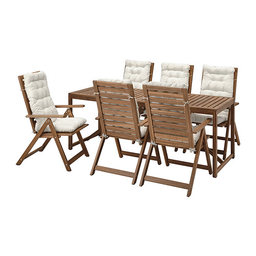 NÄMMARÖ table+6 reclining chairs, outdoor