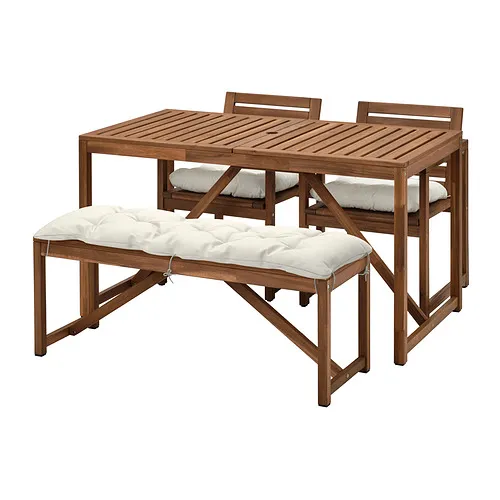 NÄMMARÖ - 戶外餐桌椅/長凳, 淺棕色/Kuddarna 淺灰米色, 140x75 公分 | IKEA 線上購物 - PE961555_S4