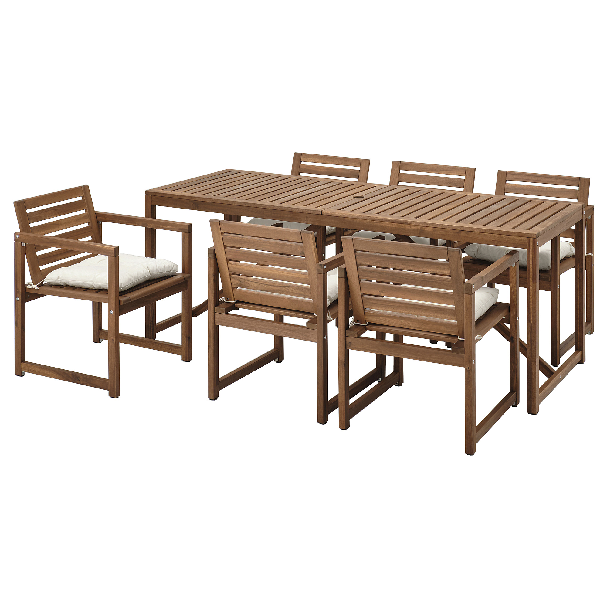 NÄMMARÖ table+6 chairs w armrests, outdoor
