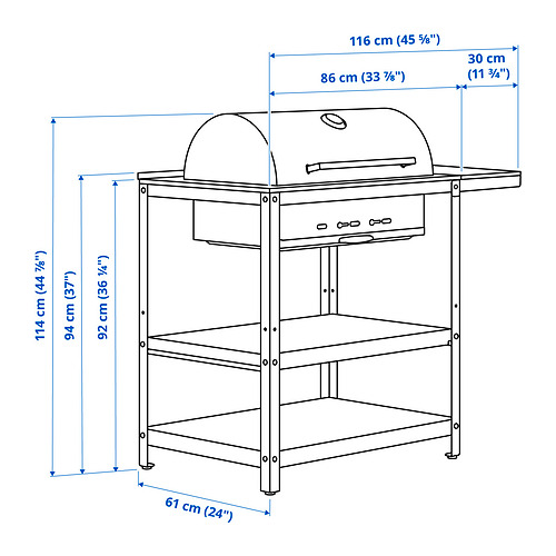 GRILLSKÄR charcoal barbecue w side table