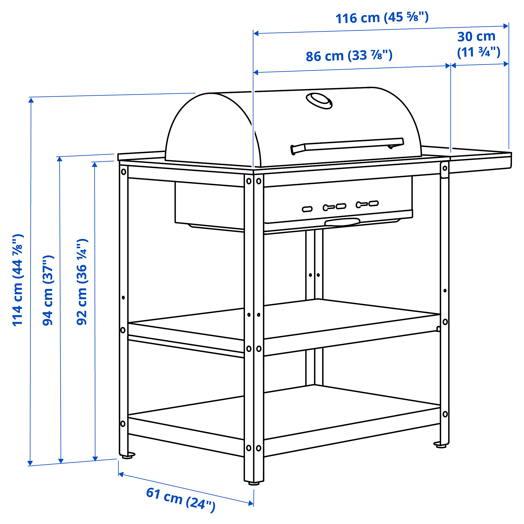 GRILLSKÄR charcoal barbecue w side table