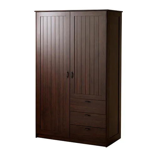 MUSKEN - 雙門衣櫃/衣櫥/3抽, 棕色, 124x60x201 公分 | IKEA 線上購物 - PE332005_S4