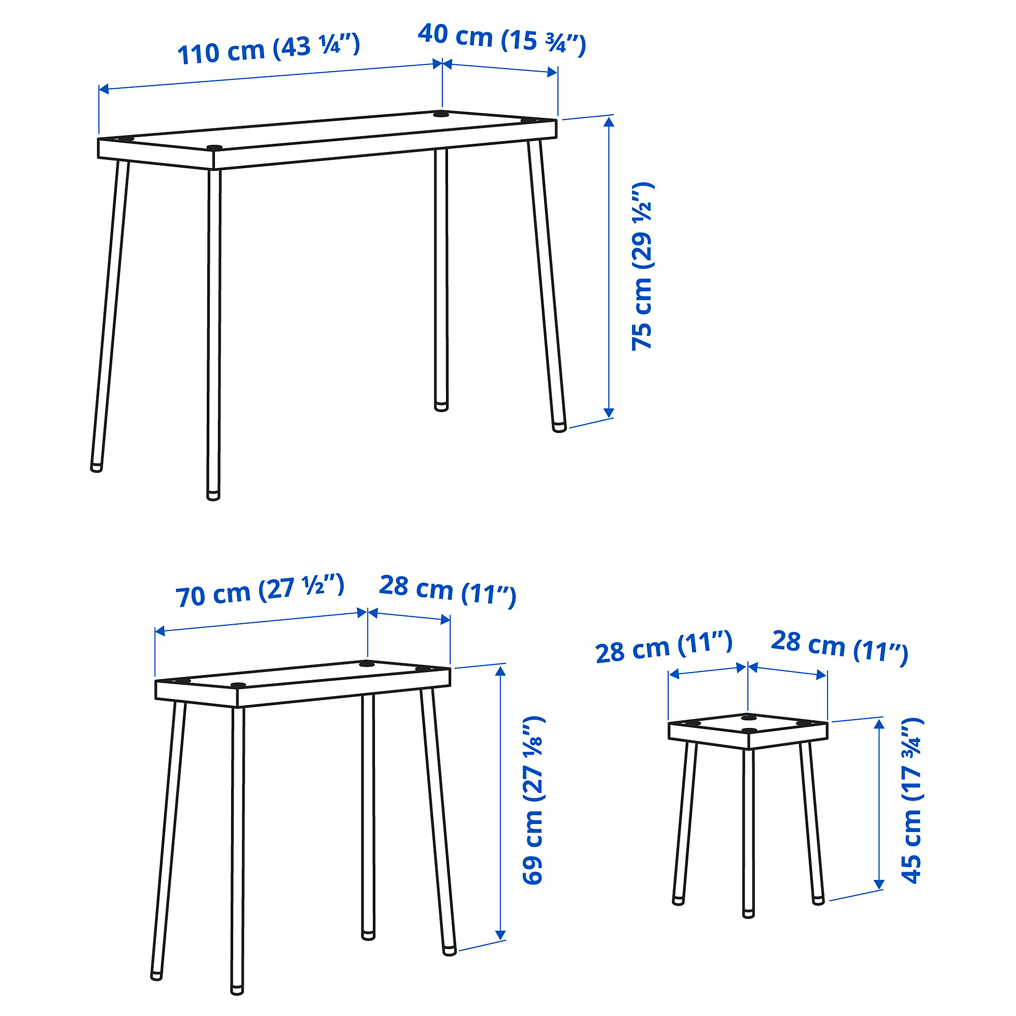 FRIDNÄS nesting tables with stools set of 4