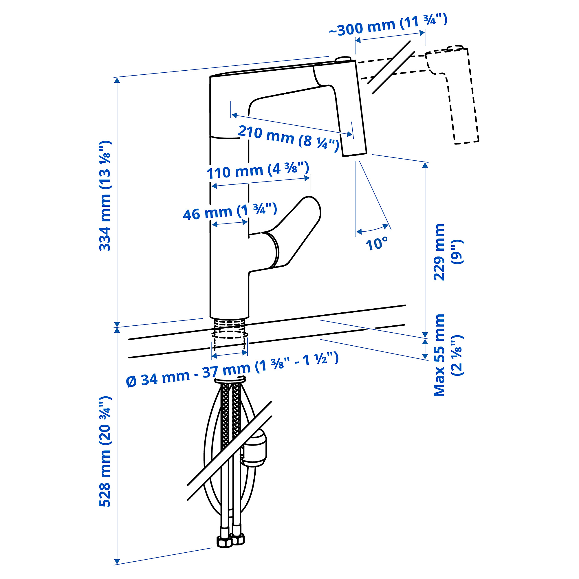 MAJSJÖN kitchen mixer tap pull out w spray
