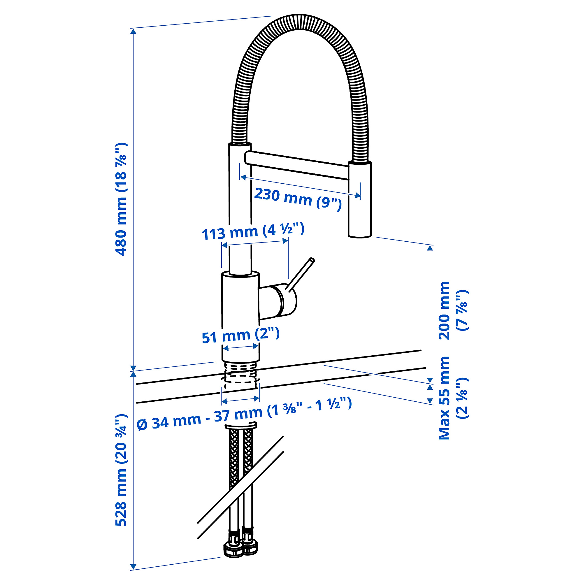 SALLSJÖN 廚房水龍頭附拉出式噴頭