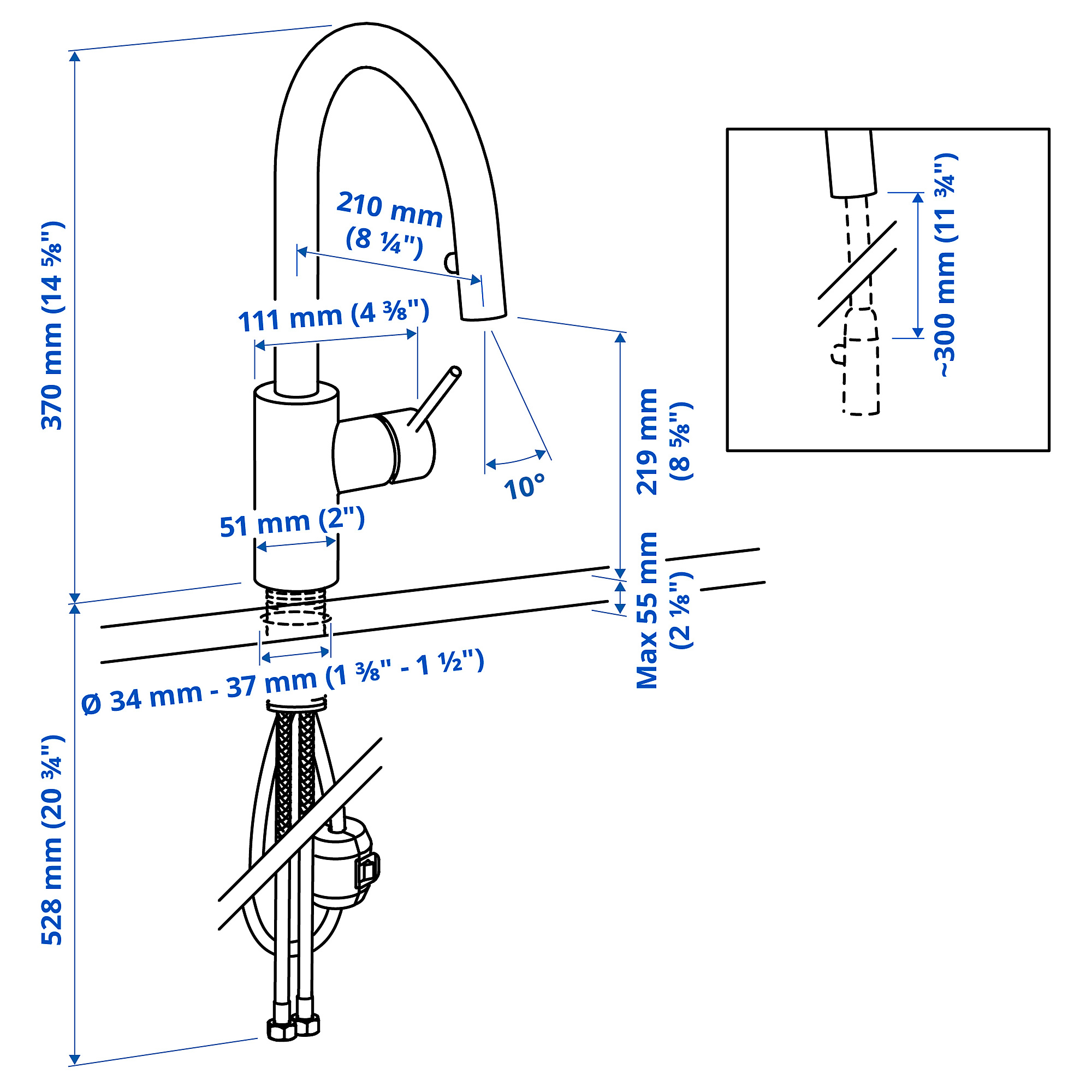 SALLSJÖN kitchen mixer tap pull out