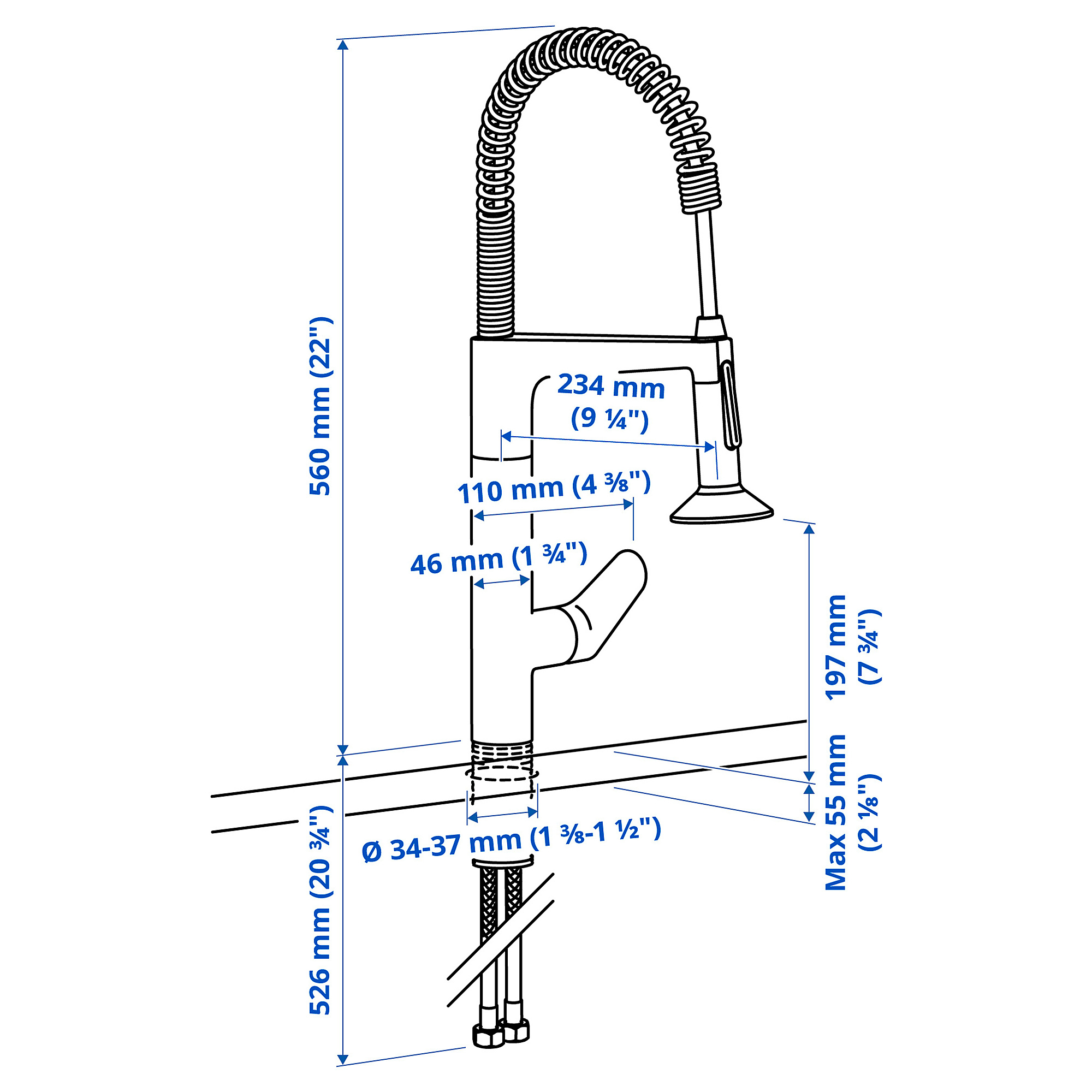 MAJSJÖN kitchen mixer tap pull down w spray