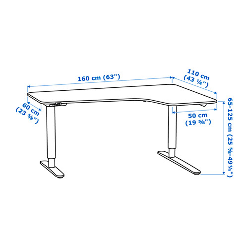 BEKANT - corner desk right sit/stand, linoleum blue/black | IKEA Taiwan Online - PE618619_S4