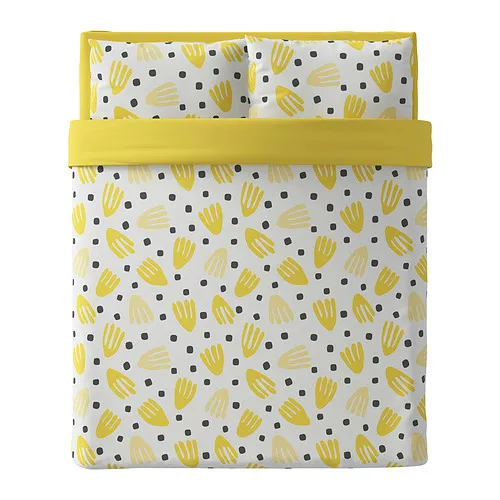 BRUKSVARA - 3-piece bedlinen set, yellow/white, 200x200 cm | IKEA Taiwan Online - PE896197_S4