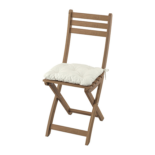 ASKHOLMEN - chair, outdoor, foldable dark brown/Kuddarna light grey-beige | IKEA Taiwan Online - PE961595_S4