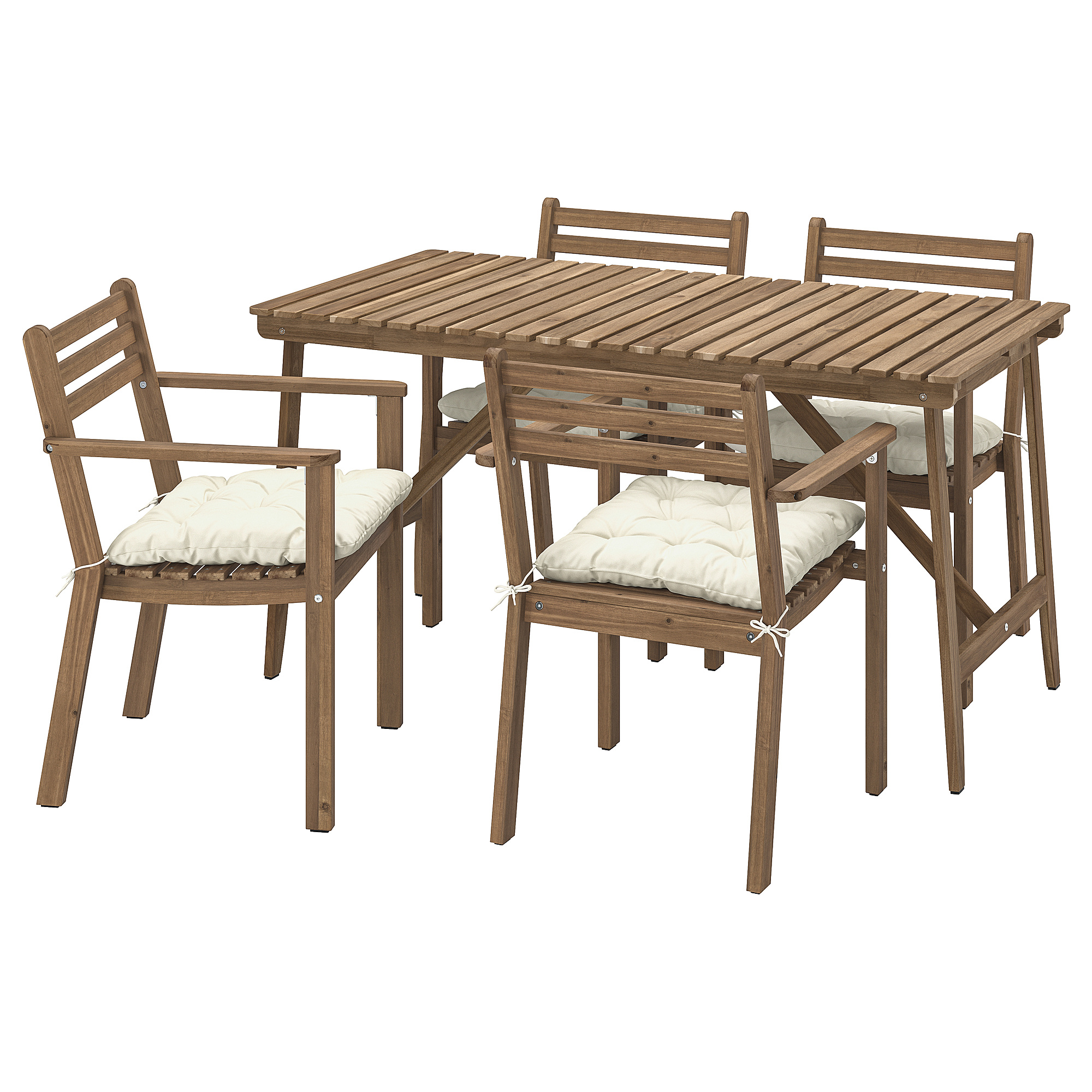 ASKHOLMEN table+4 chairs w armrests, outdoor