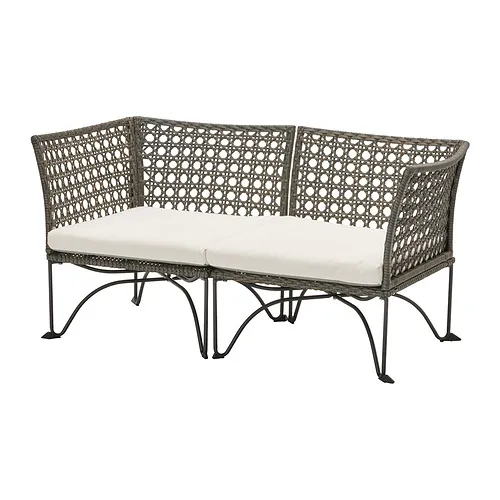 JUTHOLMEN - 2-seat modular sofa, outdoor, dark grey/Kuddarna light grey-beige | IKEA Taiwan Online - PE961601_S4