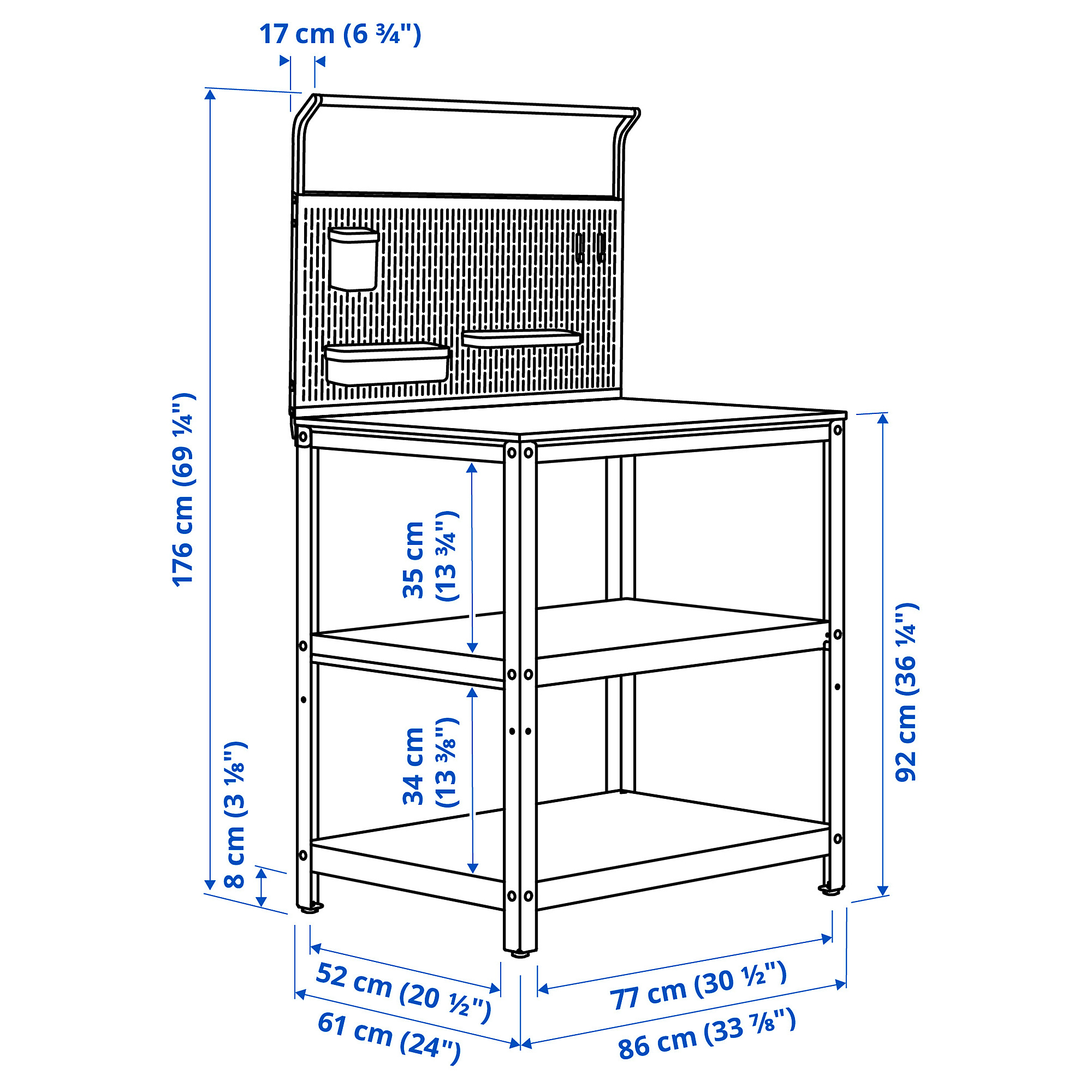 GRILLSKÄR kitchen island w back panel