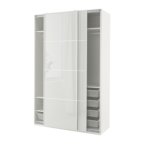 PAX/HOKKSUND - wardrobe, white/high-gloss light grey | IKEA Taiwan Online - PE857973_S4