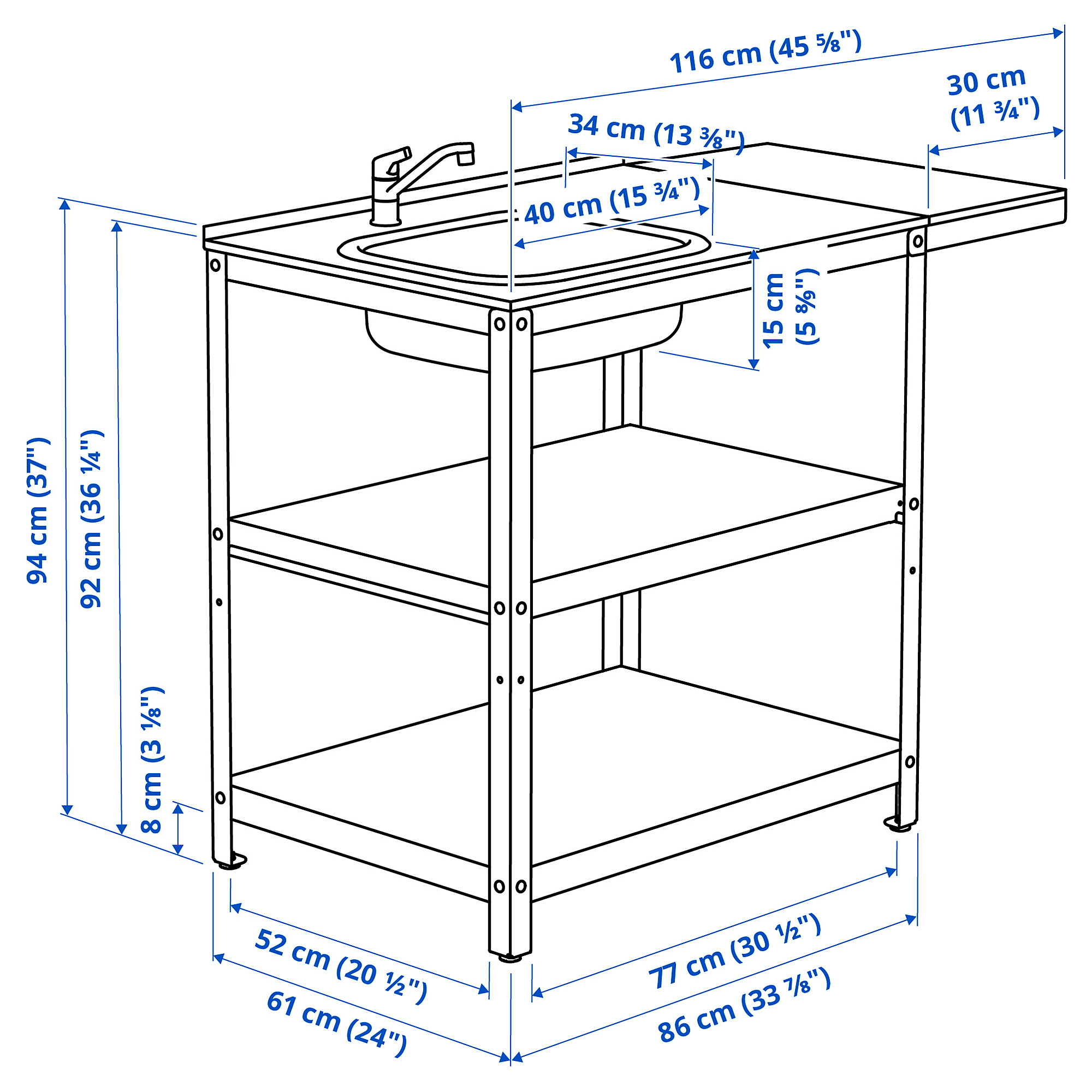 GRILLSKÄR sink unit w side table