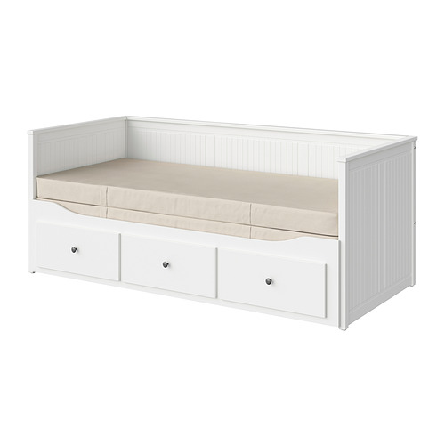 HEMNES day-bed w 3 drawers/2 mattresses
