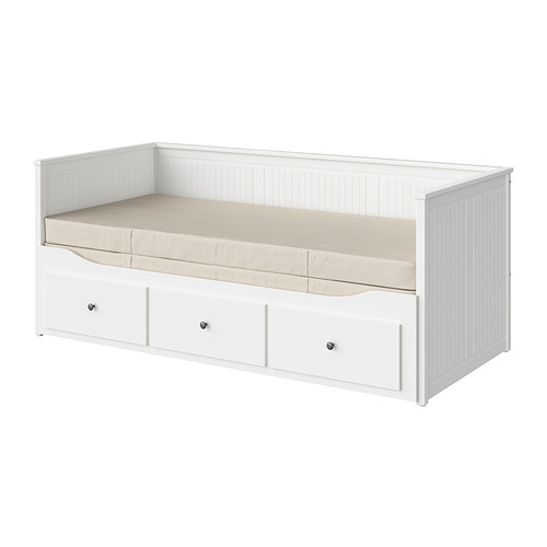 HEMNES 坐臥兩用床/3床底收納盒/2床墊