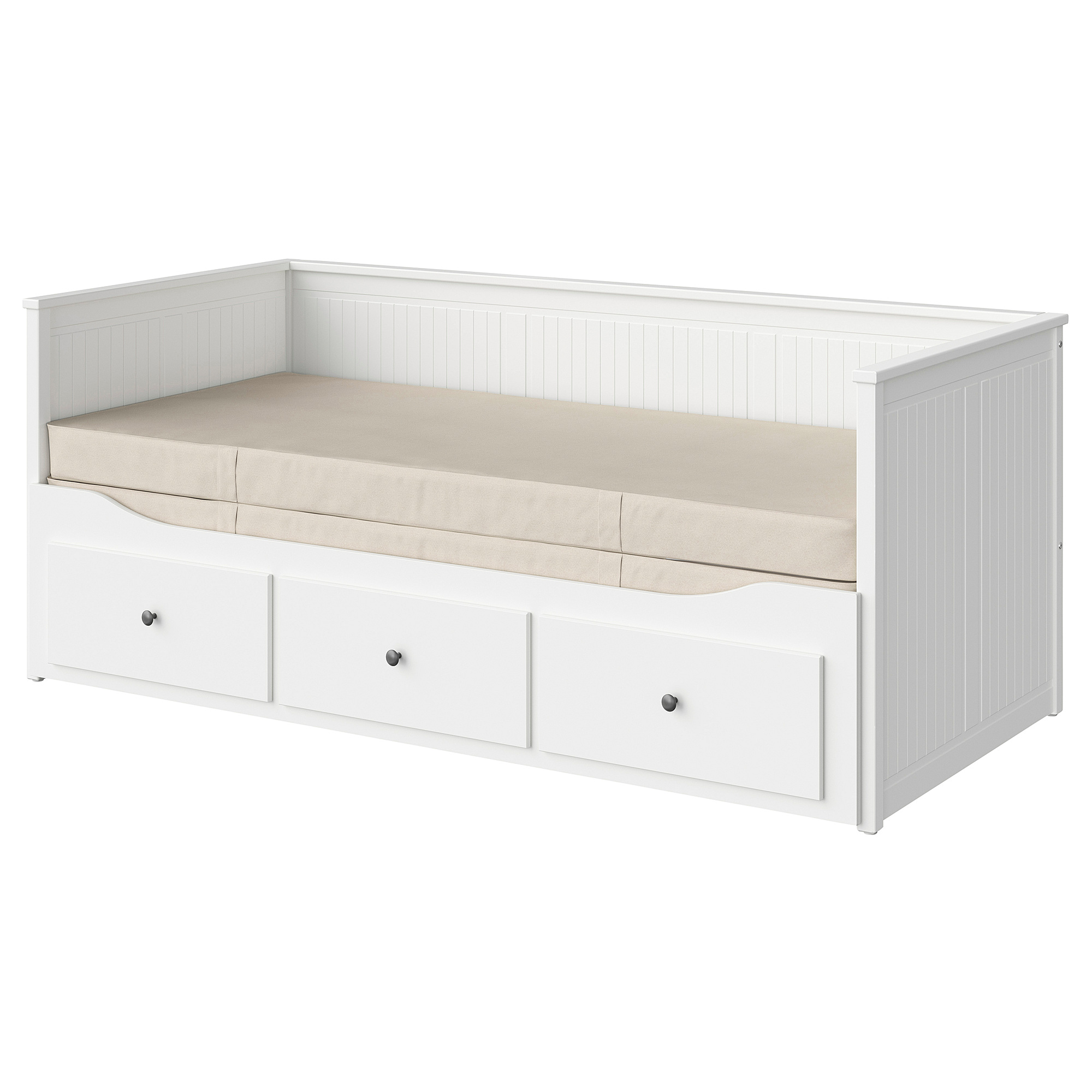 HEMNES 坐臥兩用床/3床底收納盒/2床墊
