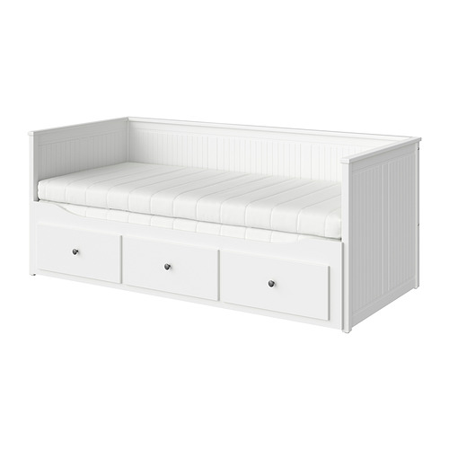 HEMNES day-bed w 3 drawers/2 mattresses