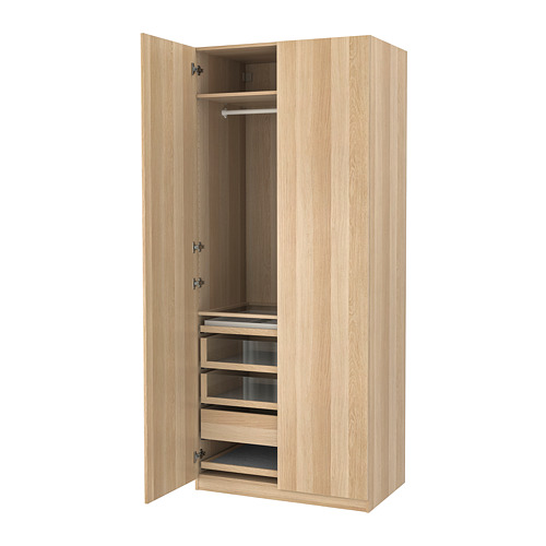 PAX/FORSAND - wardrobe combination, white stained oak effect/white stained oak effect | IKEA Taiwan Online - PE760038_S4