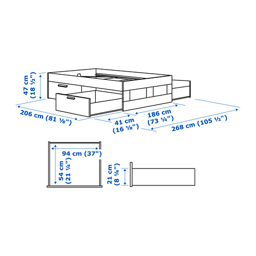 BRIMNES bed frame with storage