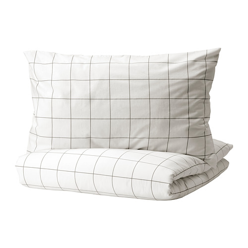 VITKLÖVER duvet cover and 2 pillowcases