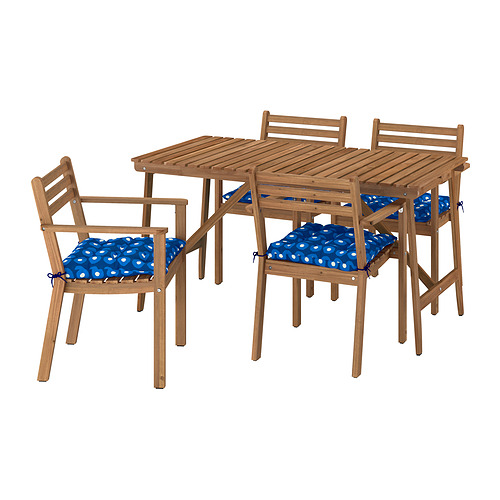 ASKHOLMEN table+4 chairs w armrests, outdoor